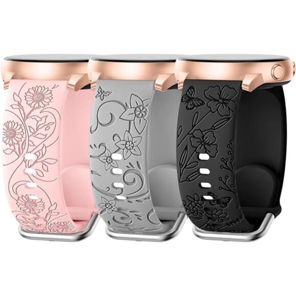 3 Pack Flower Engraved Bands Compatible with Samsung Galaxy Watch FE/6/5/4 Band main image 7